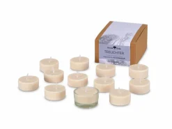 Grüne Erde 12 Teelichter aus Rapswachs mit Zirbenduft, 1 Glaseinsatz