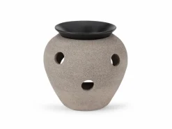 Grüne Erde Aromalampe aus Steinzeug 2tlg, H 11 cm, ø 12,5 cm