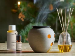 Grüne Erde Aromalampe aus Steinzeug 2tlg, H 11 cm, ø 12,5 cm