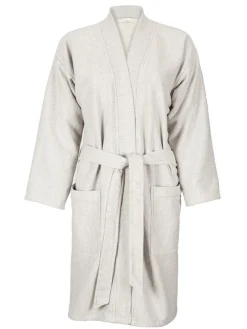 Grüne Erde Bademantel Damen, graphit gestreift, XS/S, 100 % Baumwolle, GOTS