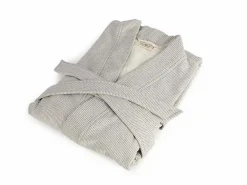 Grüne Erde Bademantel Herren, graphit gestreift, S/M, 100 % Baumwolle, GOTS