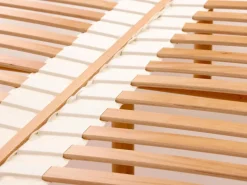 Grüne Erde Bett Jukai Pur, mit Betthaupt und Betthaupthousse, inkl. integriertem Lattenrost, 160 x 200 cm, Baumwollstoff Ondula Greige (139),