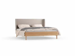 Grüne Erde Bett Tonda, mit niedrigem Polsterbetthaupt , 180 x 200, Wollstoff Tano Natur (79),