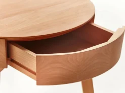 Grüne Erde Bettkästchen/Beistelltisch Mitsu mit einer Schublade, ø 50 cm,