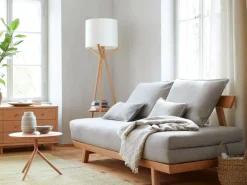 Grüne Erde Bettsofa Doppio 160x200 cm inkl. 2 Kissen (80x55 cm) mit Bezug, Wollstoff Tano Natur (79),