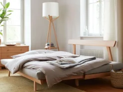 Grüne Erde Bettsofa Doppio 160x200 cm inkl. 2 Kissen (80x55 cm) mit Bezug, Wollstoff Tano Natur (79),