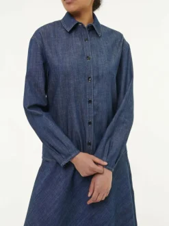 Grüne Erde Bluse aus Bio-Baumwolle, 36 dark denim, 38, GOTS