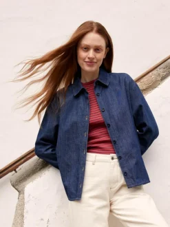 Grüne Erde Bluse aus Bio-Baumwolle, 36 dark denim, 38, GOTS