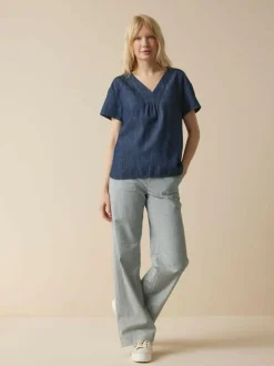 Grüne Erde Bluse aus Bio-Baumwolle, 36 dark denim, 38, GOTS