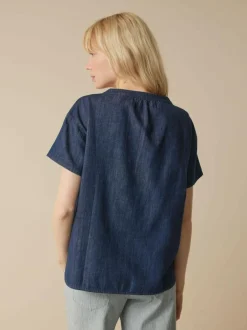 Grüne Erde Bluse aus Bio-Baumwolle, 36 dark denim, 38, GOTS