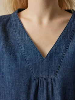 Grüne Erde Bluse aus Bio-Baumwolle, 36 dark denim, 38, GOTS