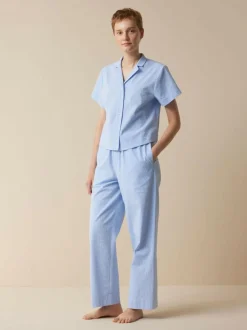 Grüne Erde Bluse aus Bio-Baumwolle, 97 himmelblau seersucker, L, GOTS