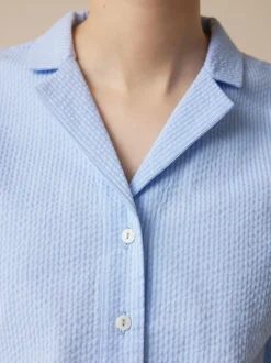 Grüne Erde Bluse aus Bio-Baumwolle, 97 himmelblau seersucker, L, GOTS