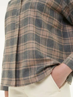 Grüne Erde Bluse aus Bio-Baumwolle, 60 karo anthrazit/nougat, 38, GOTS