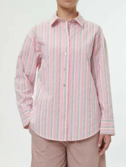 Grüne Erde Bluse aus Bio-Baumwolle, 41 rose/multistreif, 38, GOTS