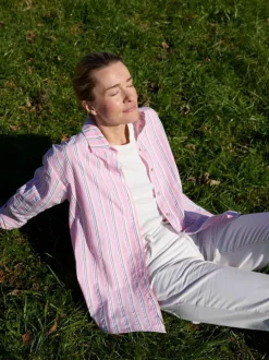 Grüne Erde Bluse aus Bio-Baumwolle, 41 rose/multistreif, 38, GOTS