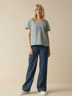 Grüne Erde Bluse aus Bio-Baumwolle, 74 streif blau-weiss, 40, GOTS