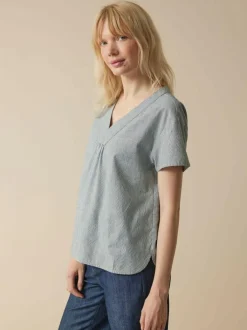 Grüne Erde Bluse aus Bio-Baumwolle, 74 streif blau-weiss, 40, GOTS