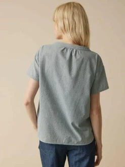 Grüne Erde Bluse aus Bio-Baumwolle, 74 streif blau-weiss, 40, GOTS