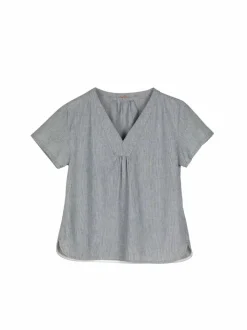 Grüne Erde Bluse aus Bio-Baumwolle, 74 streif blau-weiss, 40, GOTS