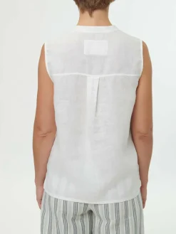 Grüne Erde Bluse aus Bio-Leinen, 11 weiß, 38, GOTS