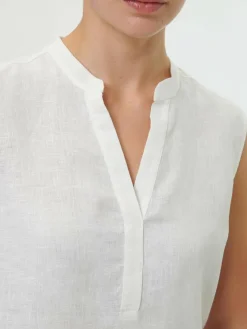 Grüne Erde Bluse aus Bio-Leinen, 11 weiß, 38, GOTS