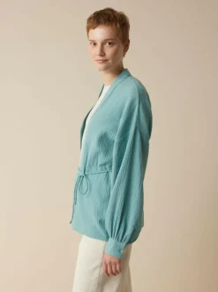 Grüne Erde Blusenjacke aus Bio-Baumwolle, 29 tourmaline, 38, GOTS