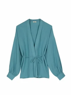 Grüne Erde Blusenjacke aus Bio-Baumwolle, 29 tourmaline, 38, GOTS