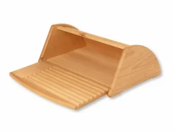 Grüne Erde Brotkasten mit integriertem Brotschneidebrett, 40 x 30 x 16,5 cm, Buche geölt