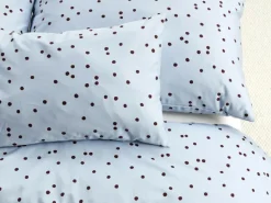 Grüne Erde Deckenüberzug ELLA Pur, hellblau/pflaume, 140 x 200 cm, 100 % Baumwolle, Satin, GOTS