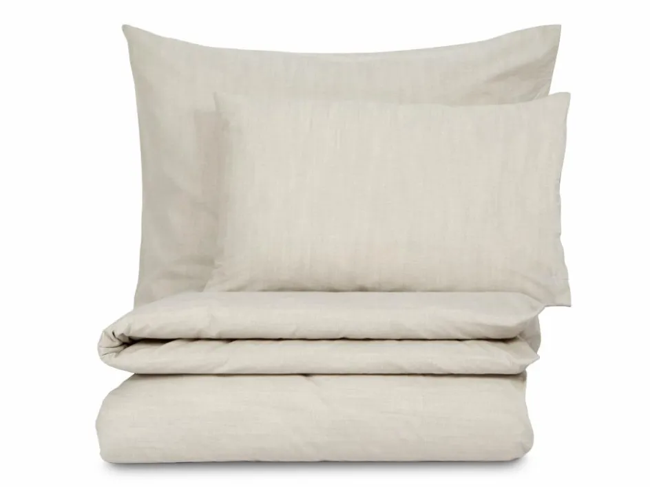 Grüne Erde Deckenüberzug FABIA Pur, stein, 140 x 200 cm, 100 % Baumwolle, Chambray, GOTS