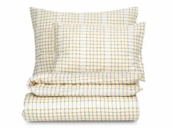 Grüne Erde Deckenüberzug JEMMA Pur, hellblau/vanillegelb, 140 x 200 cm, 100 % Baumwolle, Satin, GOTS