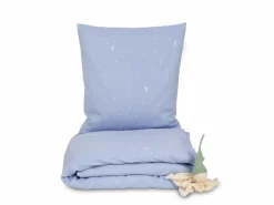 Kinder Grüne Erde Deckenüberzug LUNA, himmelblau, 80 x 80 cm, 100 % Baumwolle, Satin, GOTS