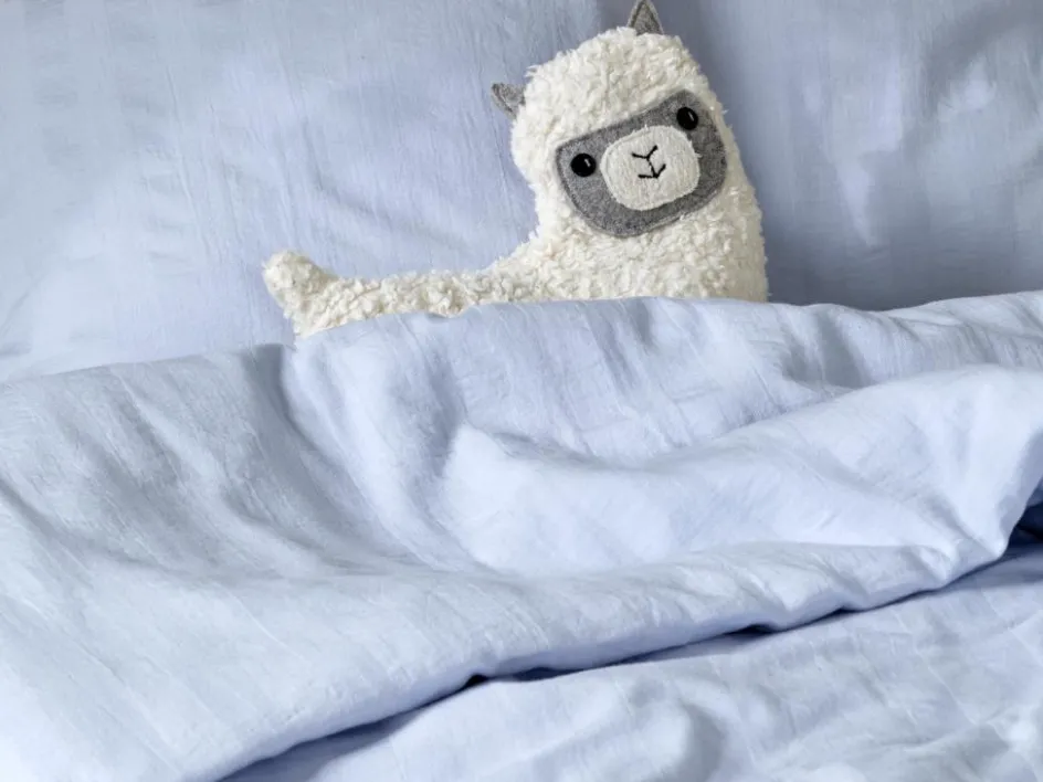 Kinder Grüne Erde Deckenüberzug MAXI, himmelblau, 80 x 80 cm, 100 % Baumwolle, Crincle, GOTS, NATURTEXTIL BEST