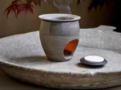 Grüne Erde Duftlampe aus Basalt, H 13 cm, ø 12 cm