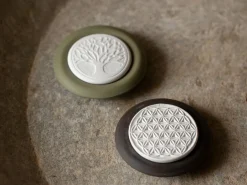 Grüne Erde Duftstein aus Keramik mit Motiv Baum des Lebens, lorbeer, ø 8 cm, H 2 cm