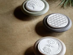 Grüne Erde Duftstein aus Keramik mit Motiv Baum des Lebens, lorbeer, ø 8 cm, H 2 cm