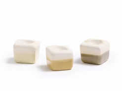 Grüne Erde Duftwürfel aus Keramik, 3 Stk. je 3 x 3 x 2,7 cm, mint, schilf und kurkuma