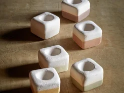 Grüne Erde Duftwürfel aus Keramik, 3 Stk. je 3 x 3 x 2,7 cm, braun, beige und sand