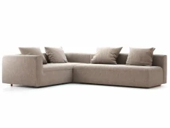 Grüne Erde Ecksofa Sereno mit Schlaffunktion inkl. 4 Kissen (70x55 cm), B 300 x T 235 cm, Bodennah, Eckteil links, mit Bezug Wollstoff Tano Natur (79), Buche