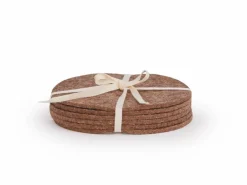 Grüne Erde 6er Set Glasuntersetzer aus Wollfilz, braun, ø 12 cm