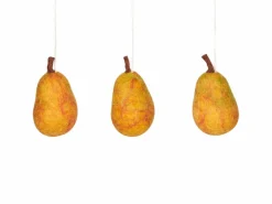 Grüne Erde 3er-Set Birnen aus Filz, ca. 6 x 4 cm, 100 % Schurwolle (Schaf)