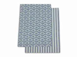 Grüne Erde 2er-Set Geschirrtücher Joris, atlantik, 45 x 70 cm, 50 % Baumwolle/50 % Leinen, GOTS