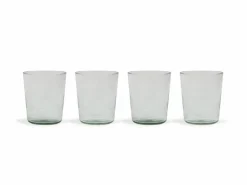 Grüne Erde 4er-Set mundgeblasenes Trinkglas aus Recycling Weinflaschen,