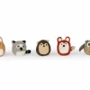 Grüne Erde 5er-Set Waldtiere: Fuchs, Hase, Eule, Waschbär, Igel, ca. 7 x 5 cm, 100 % Schurwolle (Schaf)