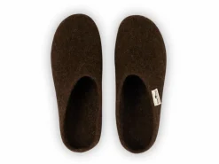Grüne Erde Hausschuh Finley, dunkelbraun, Größe 38/39, 100 % Schurwolle (Schaf) mit pflanzlich gegerbter Ledersohle, Tiroler Bergschaf