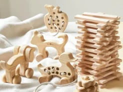 Kinder Grüne Erde Holzbausteine in Buche