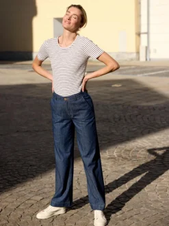 Grüne Erde Hose aus Bio-Baumwolle, 36 dark denim, 38, GOTS