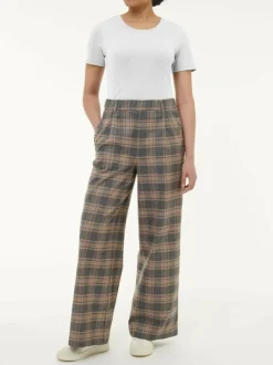 Grüne Erde Hose aus Bio-Baumwolle, 60 karo anthrazit/nougat, 38, GOTS