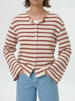 Grüne Erde Jacke aus Bio-Baumwolle, 56 offwhite/kastanie jacquard ringel, 42